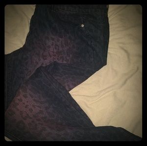 Purple and pink leopard skinny jeans